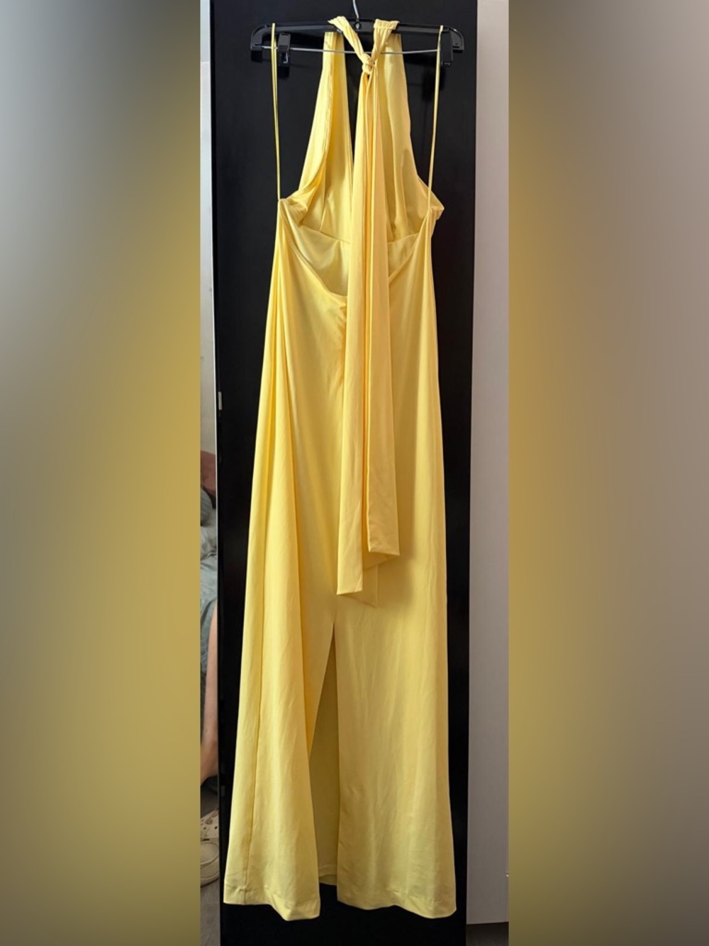 Zara Pale Yellow Tie-Back V-Neck Maxi Dress - Picture 9 of 11